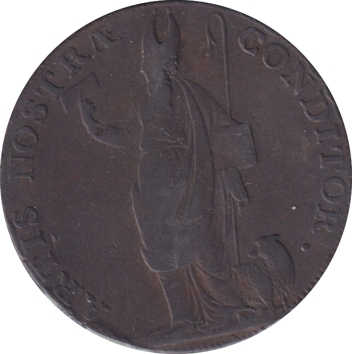 1791 HALFPENNY TOKEN LEEDS BISHOP