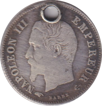 1960 20 CENT FRANCE HOLED
