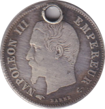 1960 20 CENT FRANCE HOLED