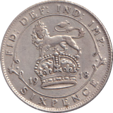 1918 SIXPENCE ( VF )