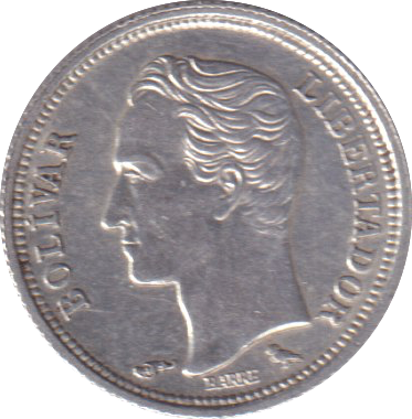 1960 SILVER 25 CENTIMOS VENEZUELA