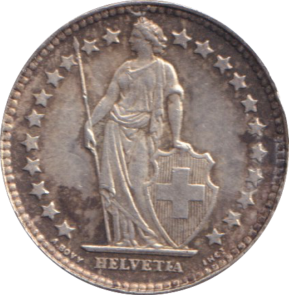 1952 SILVER 1/2 FRANC SWITZERLAND