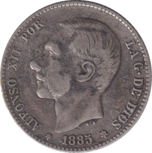 1885 SILVER 20 CENTAVOS SPAIN