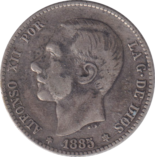 1885 SILVER 20 CENTAVOS SPAIN
