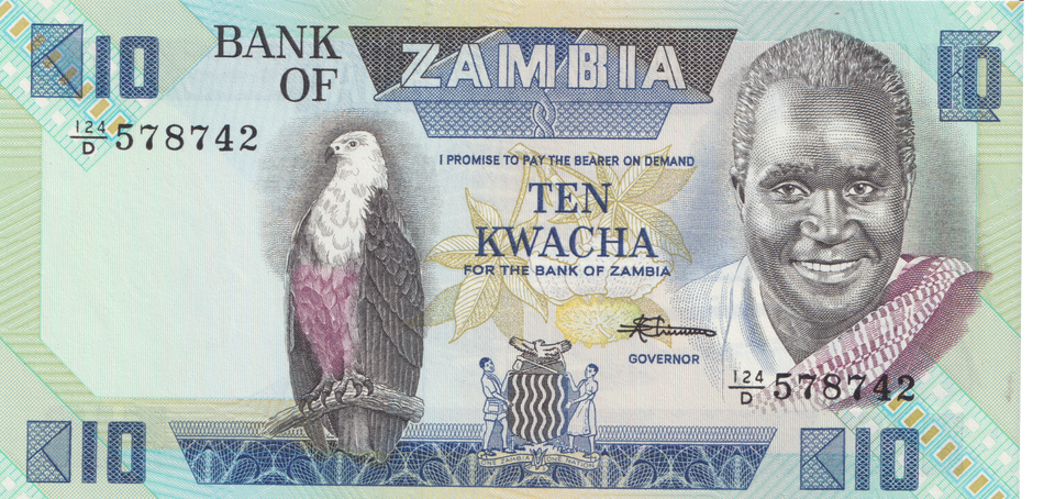 1980 ZAMBIA 10 KWACHA BANKNOTE REF-1728