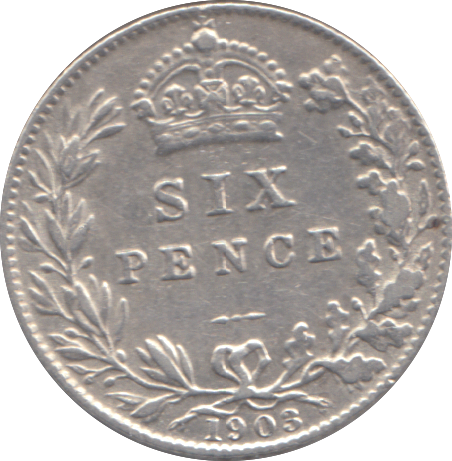 1903 EDWARD VII SIXPENCE ( GVF )