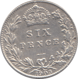 1903 EDWARD VII SIXPENCE ( GVF )