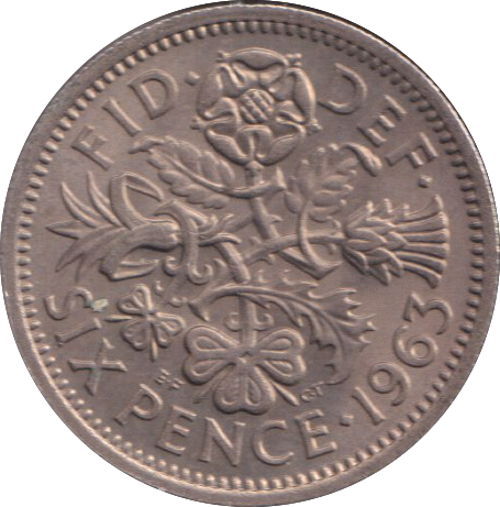 1963 SIXPENCE ( UNC )
