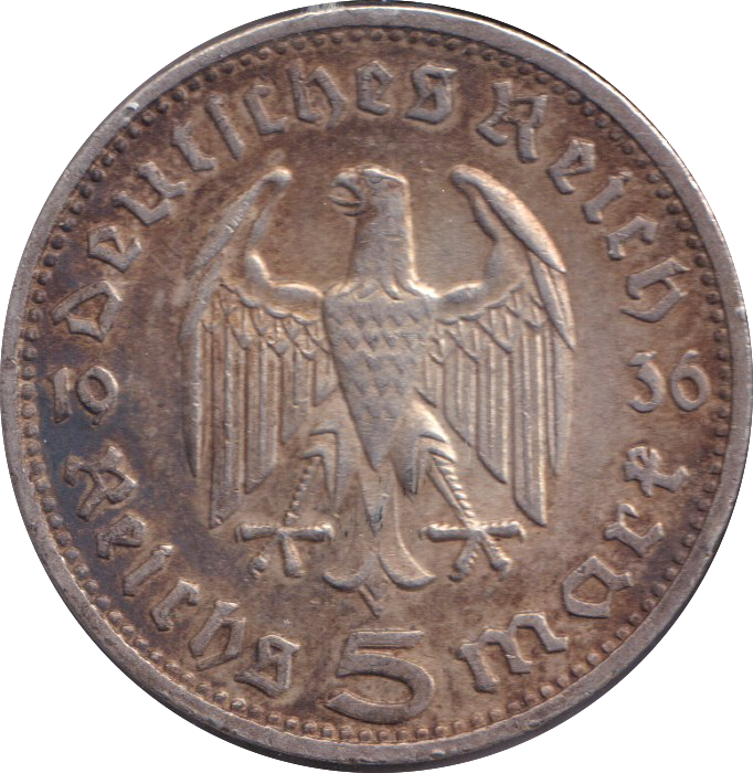 1934 SILVER 5 REICHSMARK GERMANY