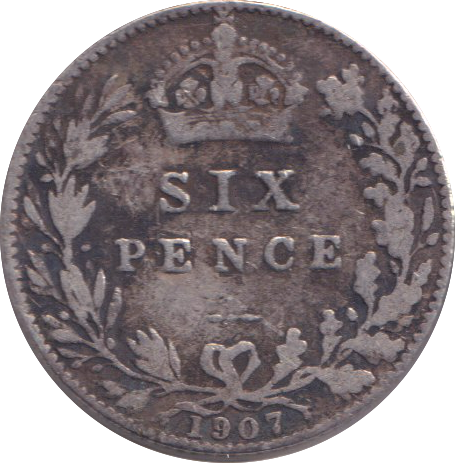 1907 SIXPENCE ( FINE )