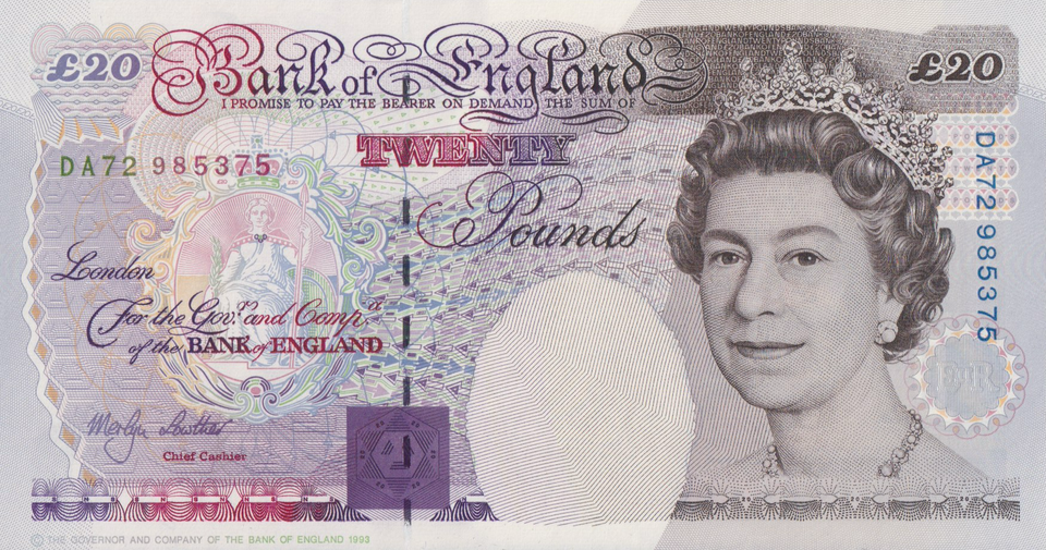 TWENTY POUNDS BANKNOTE LOWTHER REF £20-25 ( UNC )