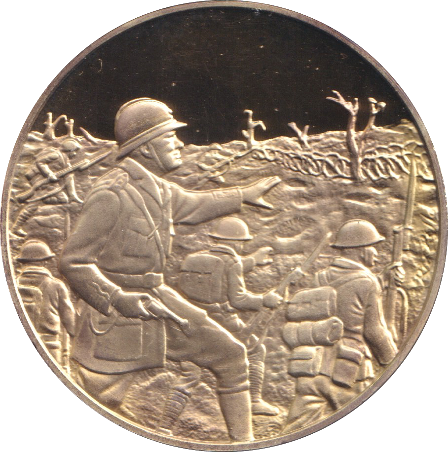 1974 SILVER GOLD PLATED WINSTON CHURCHILL TRENCHES MEDALLION