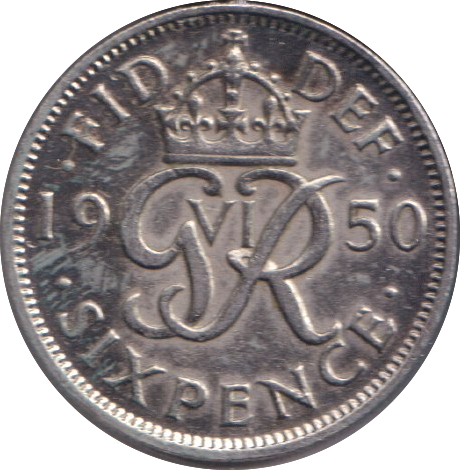 1950 SIXPENCE ( GVF )