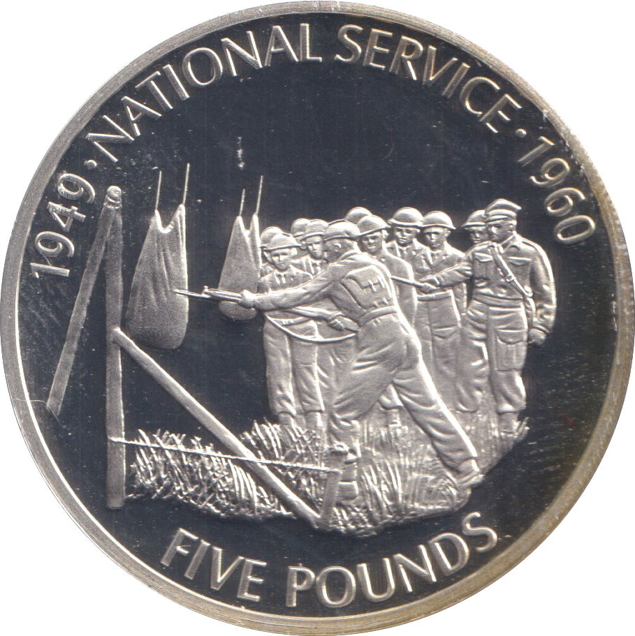 2010 SILVER PROOF FIVE POUNDS GUERNSEY NATIONAL SERVICE