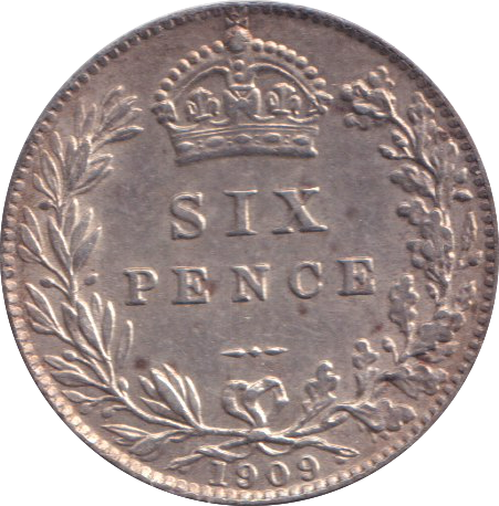 1909 SIXPENCE ( EF )
