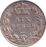 1909 SIXPENCE ( EF )