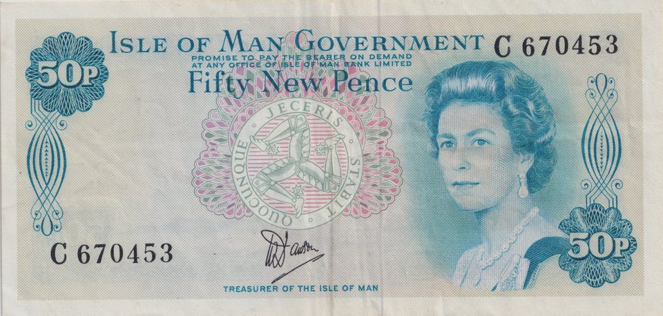 1979 FIFTY NEW PENCE ISLE OF MAN BANKNOTE REF-1843
