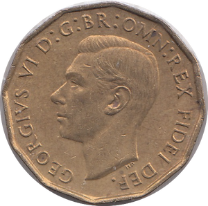 1949 BRASS THREEPENCE ( AUNC )