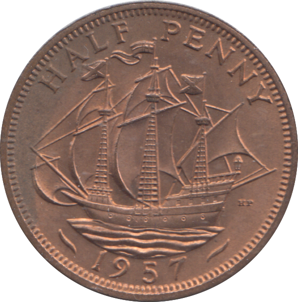 1957 HALF PENNY ( UNC )