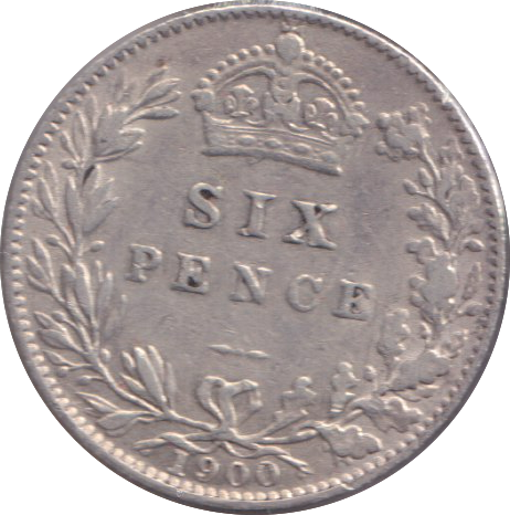 1900 SIXPENCE ( FINE )