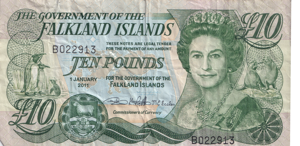 2011 FALKLAND ISLANDS 10 POUNDS BANKNOTE REF-1677