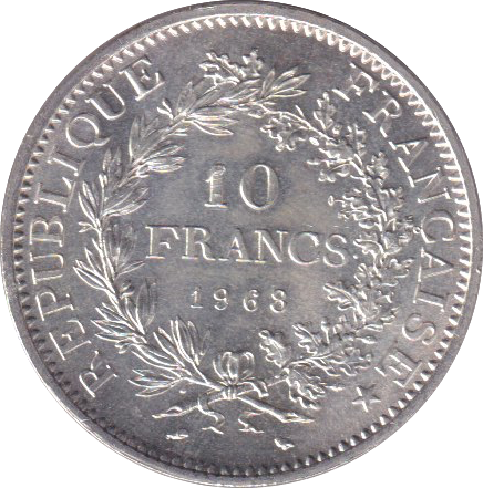 1968 SILVER 10 FRANCS FRANCE