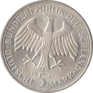 1967 GERMANY SILVER 5 MARKS