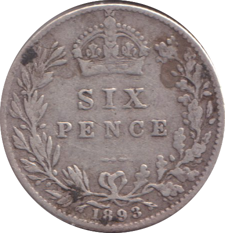 1893 SIXPENCE ( FINE )
