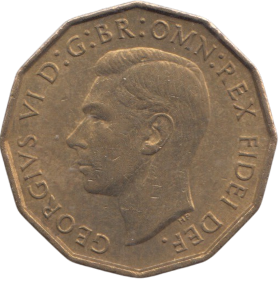 1951 BRASS THREEPENCE ( AUNC ) REF 17