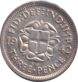 1942 THREEPENCE ( EF )