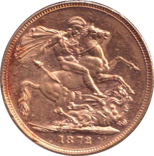 1872 GOLD SOVEREIGN ( UNC )
