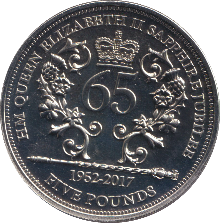 2017 SAPPHIRE JUBILEE FIVE POUNDS BU BAILIWICK OF JERSEY