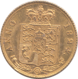 1824 GOLD HALF SOVEREIGN ( AUNC )