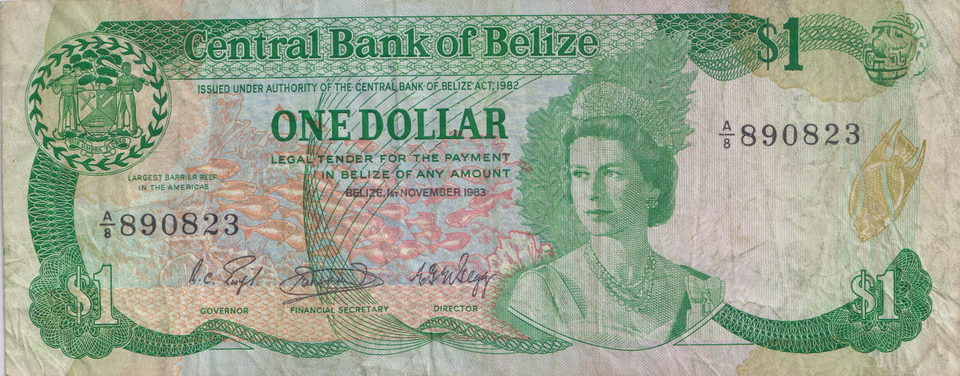 1983 ONE DOLLAR BELIZE BANKNOTE REF-1767