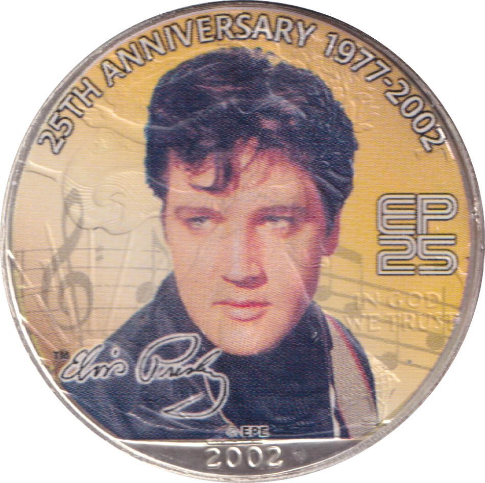 2002 SILVER DOLLAR ELVIS PRESLEY COLOURED USA
