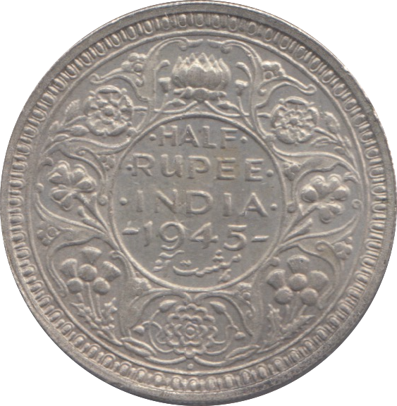 1945 SILVER INDIA HALF RUPEE