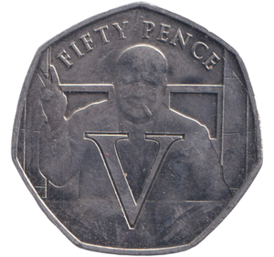 2020 50P WINSTON CHURCHILL V FOR VICTORY