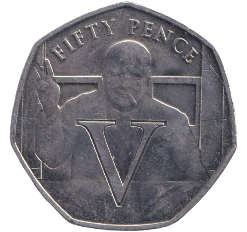 2020 50P WINSTON CHURCHILL V FOR VICTORY