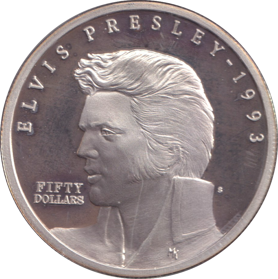 1993 SILVER PROOF EVLIS PRESLEY 50 DOLLARS MEDAL