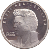 1993 SILVER PROOF EVLIS PRESLEY 50 DOLLARS MEDAL