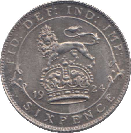 1924 SIXPENCE ( UNC )