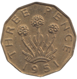 1951 BRASS THREEPENCE ( AUNC ) REF 13