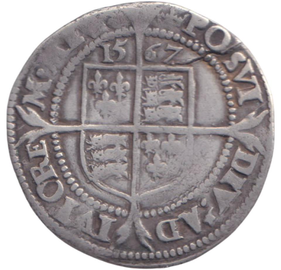 1567 SILVER SIXPENCE ELIZABETH I