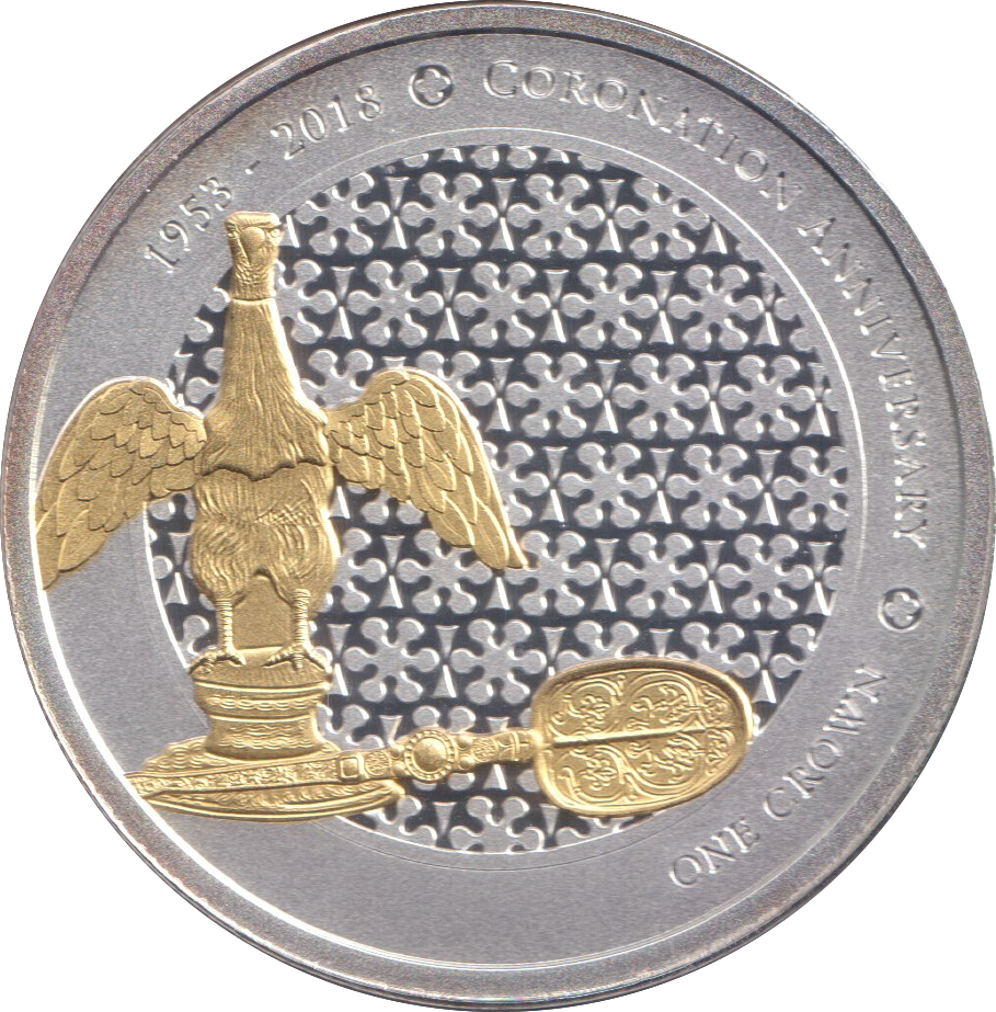 2018 CORONATION ANNIVERSARY SILVER PLATED FIVE POUND TRISTAN DA CUNHA
