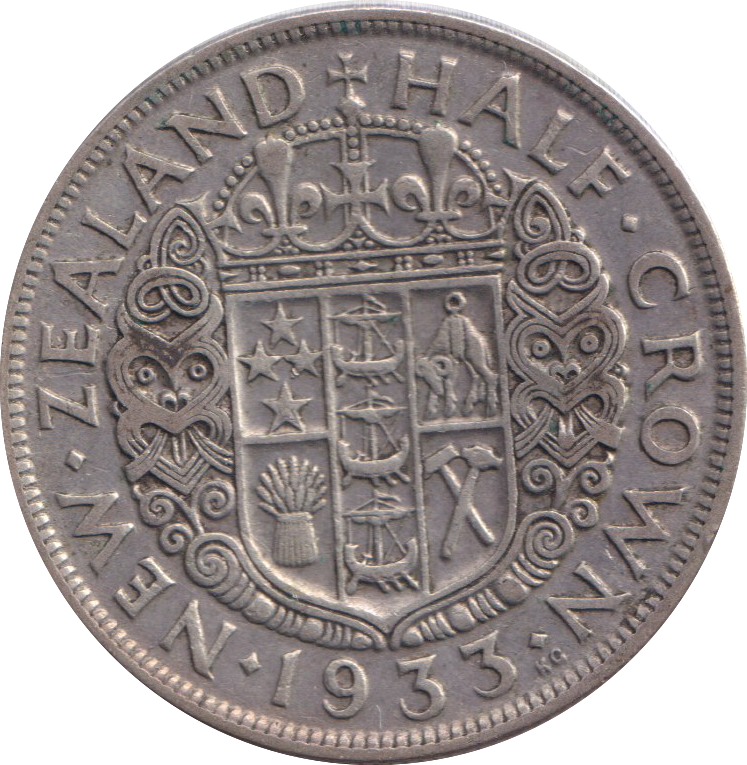 1933 SILVER HALFCROWN NEW ZEALAND