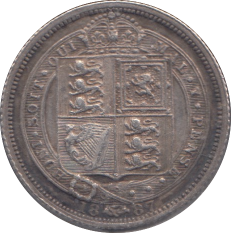 1887 SIX PENCE ( VF )