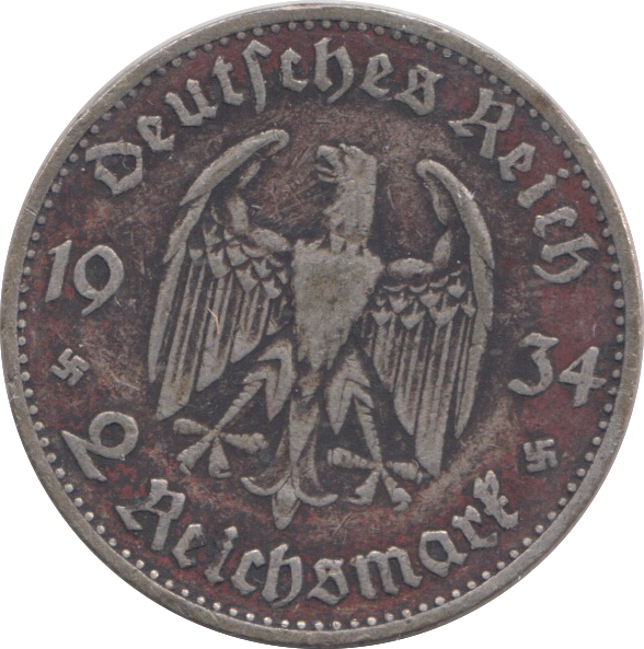 1934 SILVER GERMANY 2 MARK