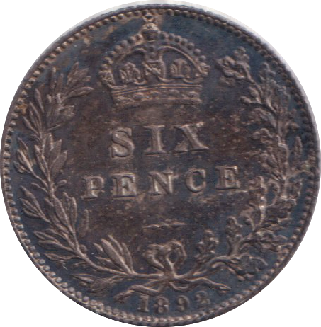 1892 SIXPENCE ( EF )