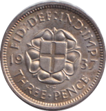 1937 THREEPENCE ( BU )