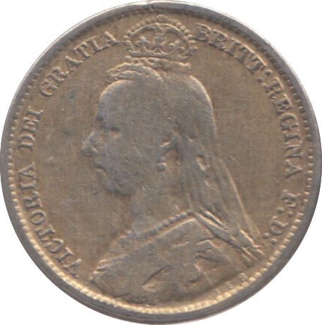 1887 ENAMELLED SIXPENCE ( FINE )